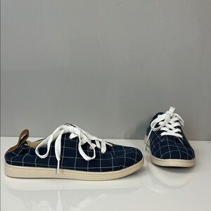 Spenco Navy Windowpane Sneakers Size 7D